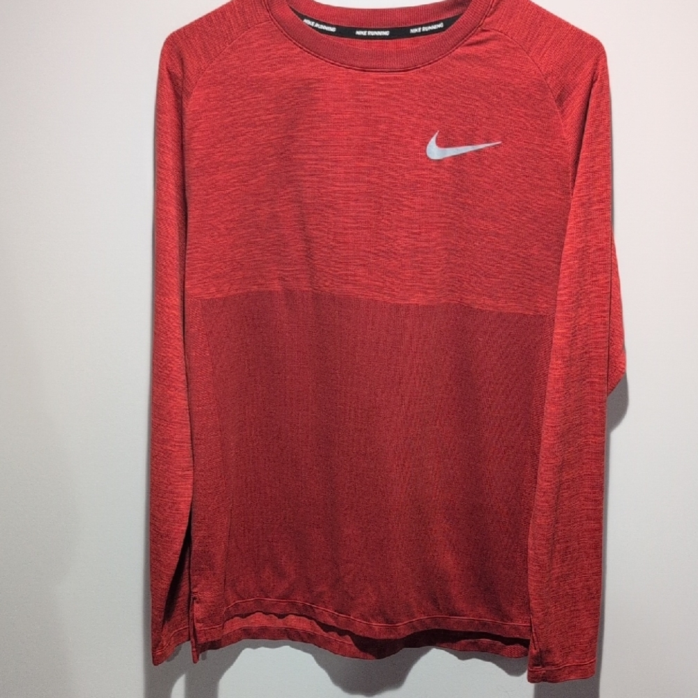 Nike Red Heather Long Sleeve Performance Top